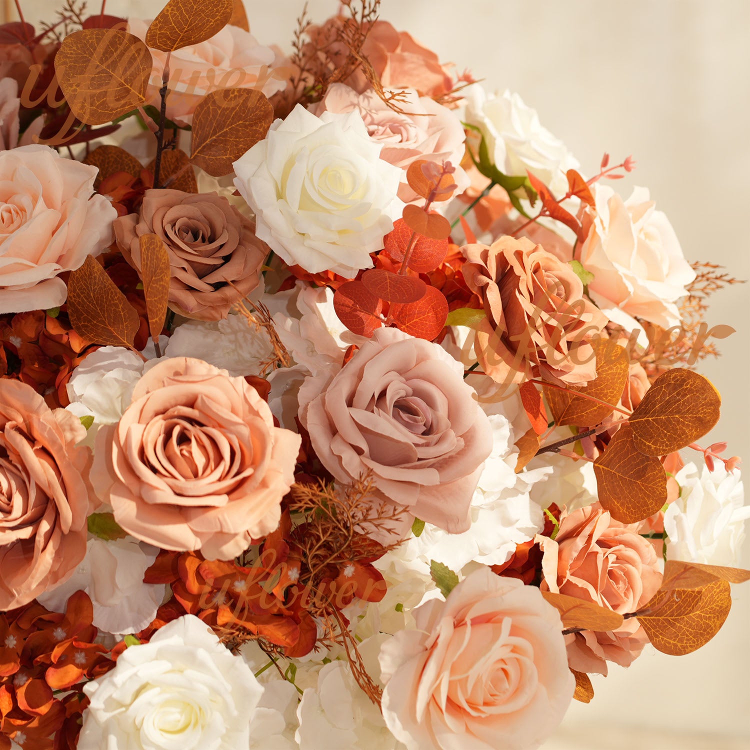 Uflower Coffee Fall Rose Hang Flower Floor Floral Wedding Party Event Props